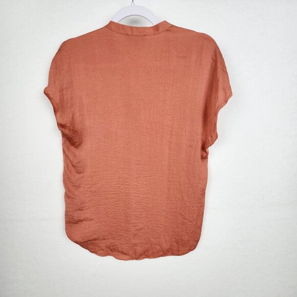 Anthropologie Maison d'Amelie Paris Women's V Neck Top Size XS Orange Blouse - Picture 3 of 5